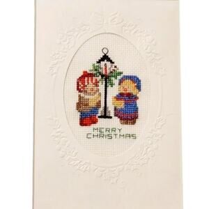MERRY CHRISTMAS Singing Carolers Completed Cross Stitch